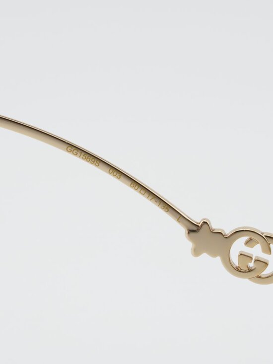 Gucci GG1569S 003 Sunglasses Gold with White Stone Cat Eye Frame, Grey Lenses main image 5